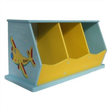 Caja de juguetes para niños azul con 3 armarios